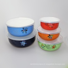 Boa Qualidade Fábrica Suprimentos Rodada Bacia de Arroz Tigela De Arroz Enamelware com Tampa